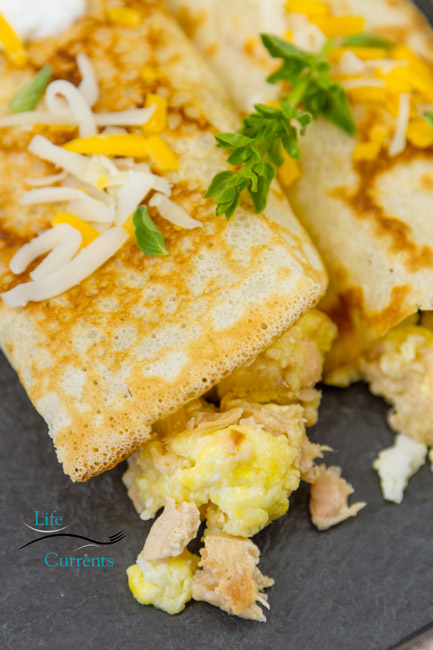 Tuna, Egg, and Cheese Crepes - a great meal anytime of day! 