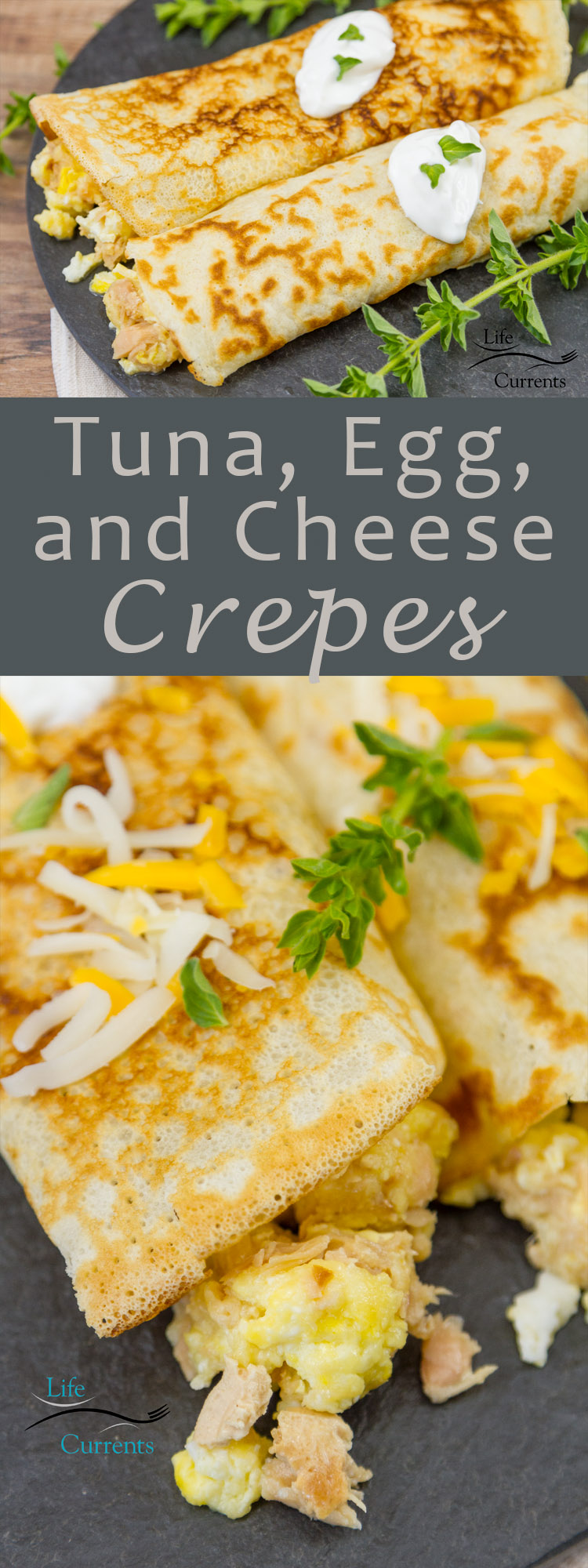 Tuna, Egg, and Cheese Crepes recipe - simple homemade goodness any time of the day!
