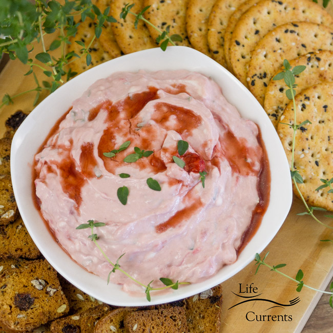 Strawberry Balsamic Goat Cheese Spread a nice light fruity spread that&rsquo;s perfect for summer entertaining. 