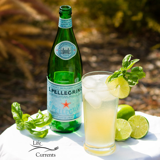 Basil Lime Sparkling Green Tea with San Pellegrino Sparkling Mineral Water is a refreshing way to face the heat of summer!