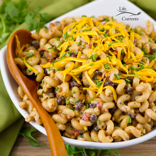 Loaded Southwestern BBQ Pasta Salad -- an easy make ahead pasta salad that's loaded with flavor, veggies, and fun! Your whole family will love it!