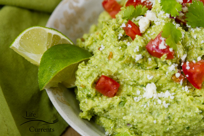 This Mexican Avocado Cotija Dip is so good! A nice salty, but not overpowering, flavor from the Cotija cheese, balancing the creamy avocado. 