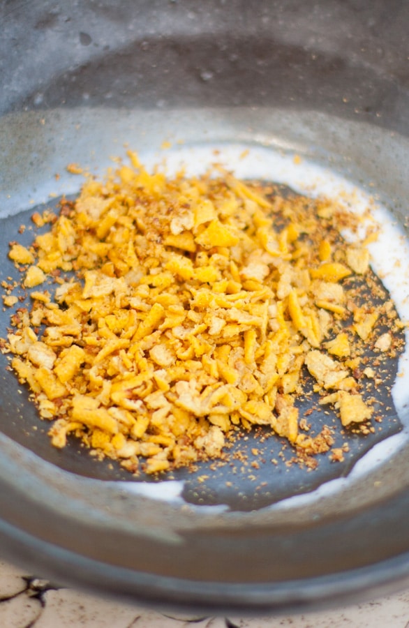 lemon peel after being broken up a bit.