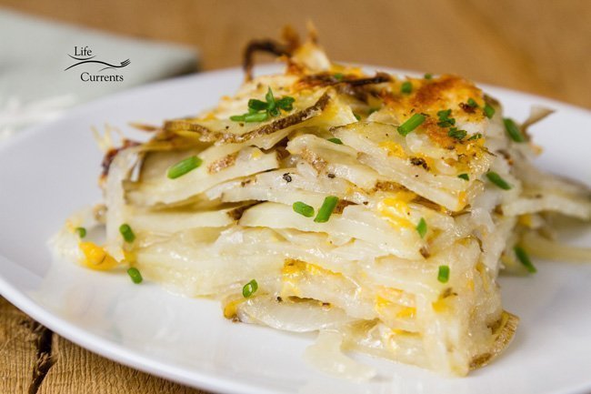 Skinny Potato and Onion Bake Earthy potatoes layered with flavorful and aromatic onions. All in a light cheesy sauce. Skinny Potato and Onion Bake Earthy potatoes layered with flavorful and aromatic onions. All in a light cheesy sauce.