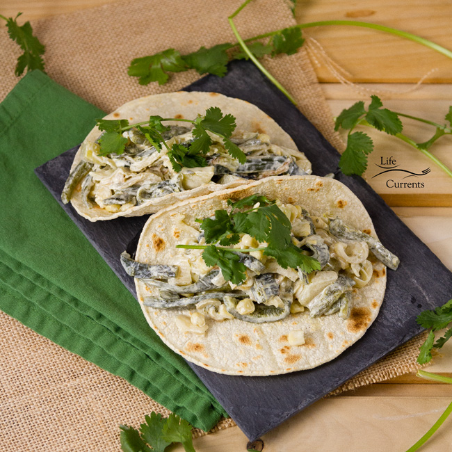 Sheet Pan Creamy Poblano Tacos - a great Taco Tuesday or Meatless Monday Meal! 