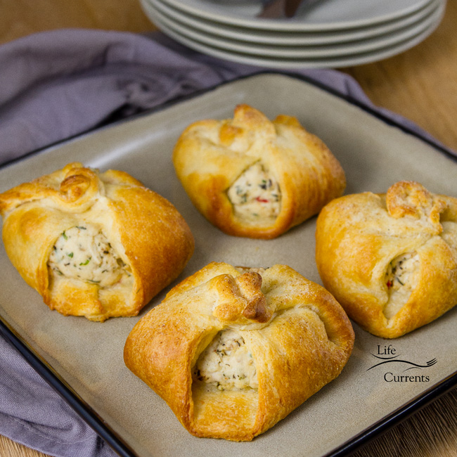 Crescent Chicken Squares This is a recipe my mom used to make when I was a kid; it was one of my favorites. Chicken and cream cheese wrapped in crescent rolls. So family friendly. So easy, and so good. 