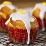 Lemon Glazed Sugar Muffins -Lemon glaze dripping over sugar muffins waiting to be grabbed