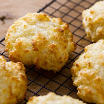 Parmesan Garlic Buttermilk Biscuits from Scratch cooling on a wire rack