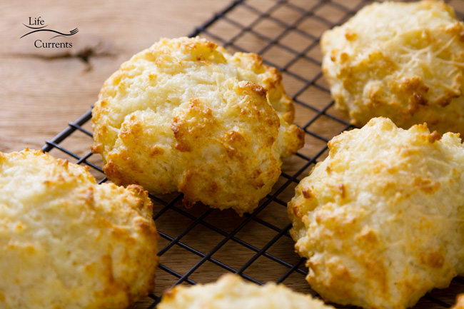 Parmesan Garlic Buttermilk Biscuits from Scratch cooling on a wire rack