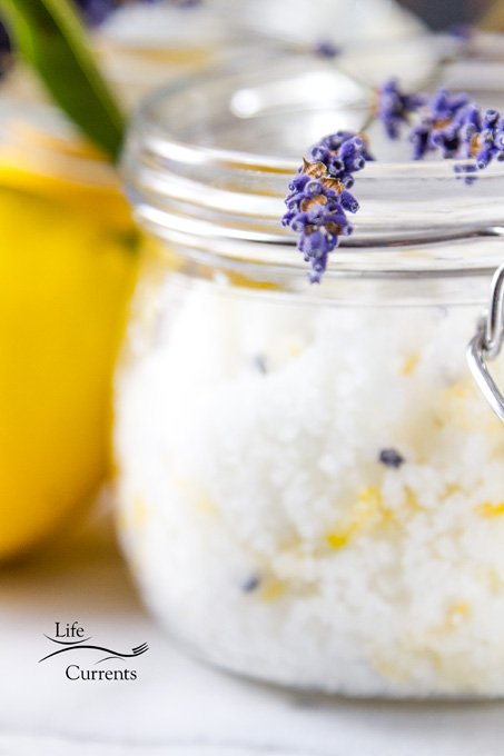 Lemon Coconut Sugar Scrub makes a fabulous gift too! Place the sugar scrub in a pretty glass jar