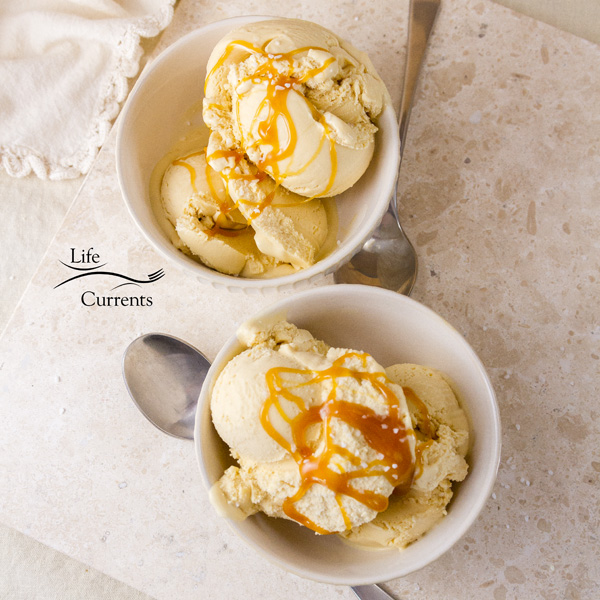 Salted Caramel Ice Cream - made with homeade or store-bought caramel sauce
