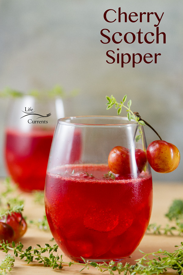 Cherry Scotch Sipper Sweet tart cherries mingle with peaty single malt Scotch and tart lemon juice in an amazing whisky cocktail beverage that help you celebrate every special day.