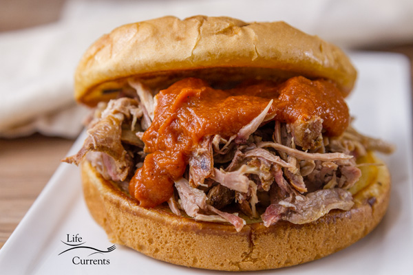Homemade Hickory Smoke BBQ Sauce on a pulled pork sandwich makes is extrodinary 