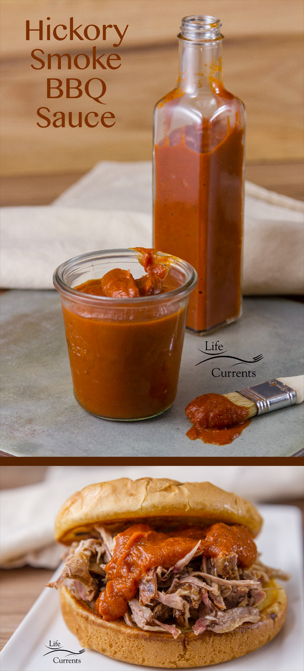 Homemade Hickory Smoke BBQ Sauce from a whole mess o&rsquo; veggies and spices, cooked down to thick shiny perfection.