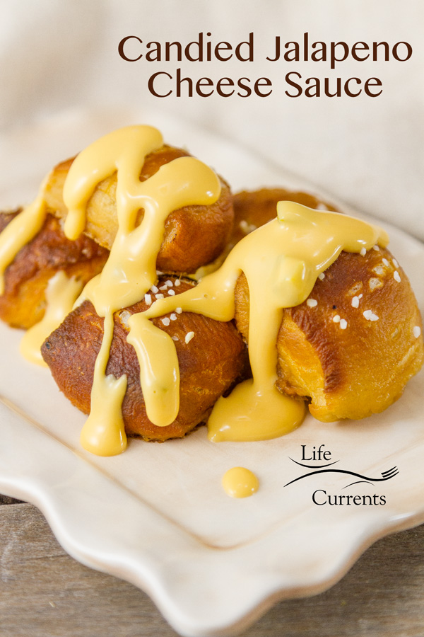 Candied Jalapeno Cheese Sauce - with just the right amount of sweet heat, this sauce pours easily over everything! 