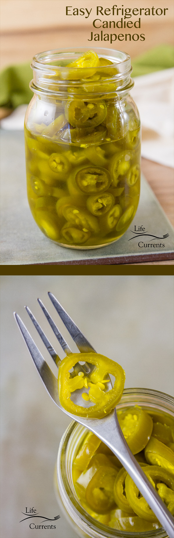 2 ingredient Easy Refrigerator Candied Jalapenos sweet, spicy 