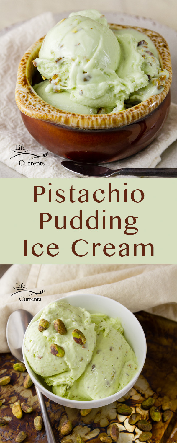 This no cook sweet Pistachio Pudding Ice Cream has a nice soft pudding like flavor and consistency, with a super pretty green color. 