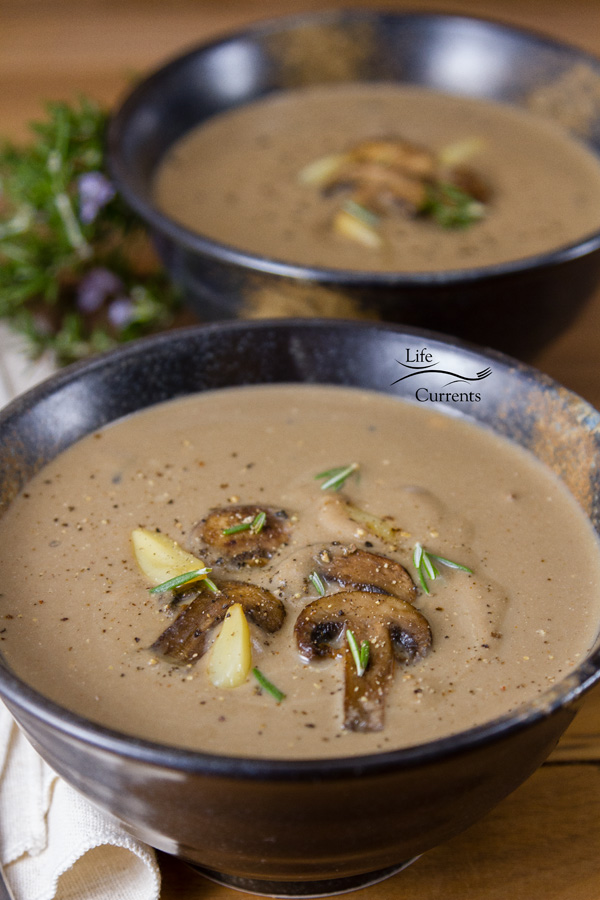 This full flavored cozy vegetarian Roasted Garlic Mushroom Soup is filled with yummy things, from lots of mushrooms, to smoked paprika, and the roasted garlic.
