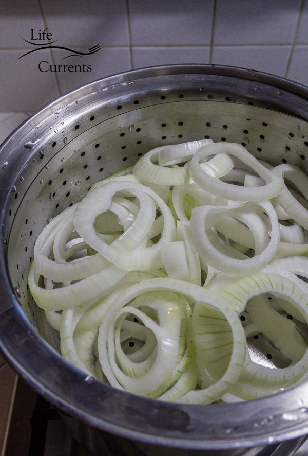 steaming onions.
