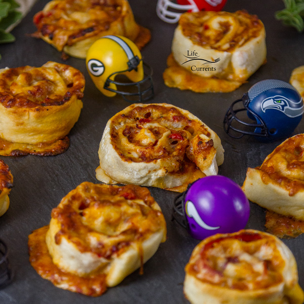 pinwheels with football helmets and fresh herbs.