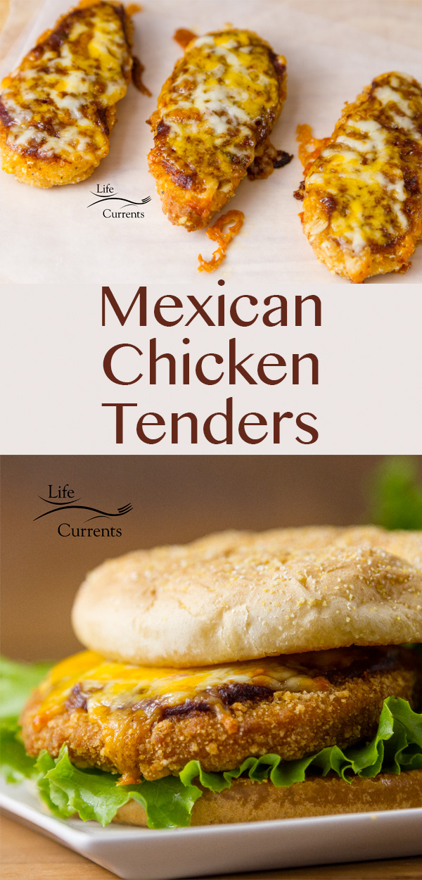 Mexican Chicken Tenders are tailgating perfection - easy to make, baked, delicious chicken tenders covered with rich enchilada sauce and melted cheese. 