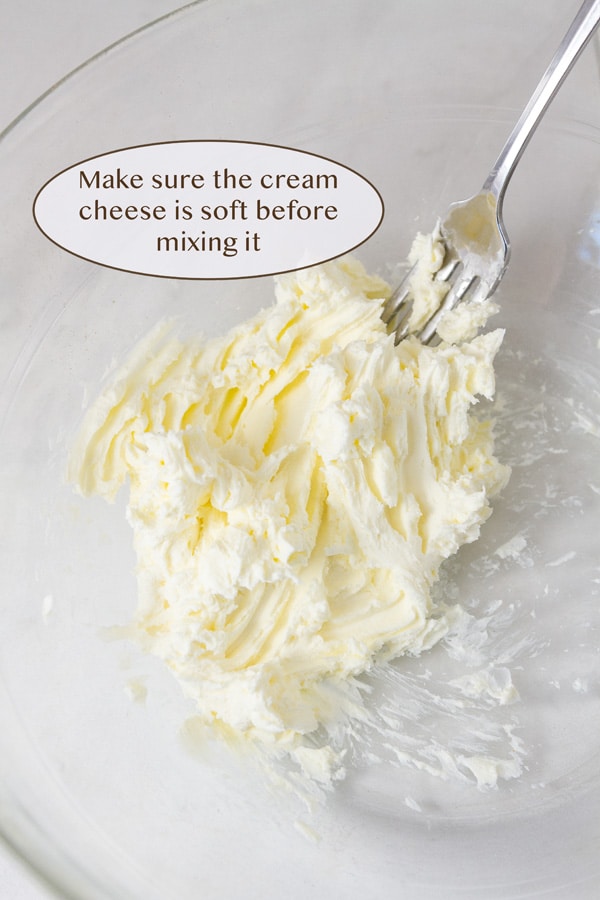 soft cream cheese that's been beaten with a fork.