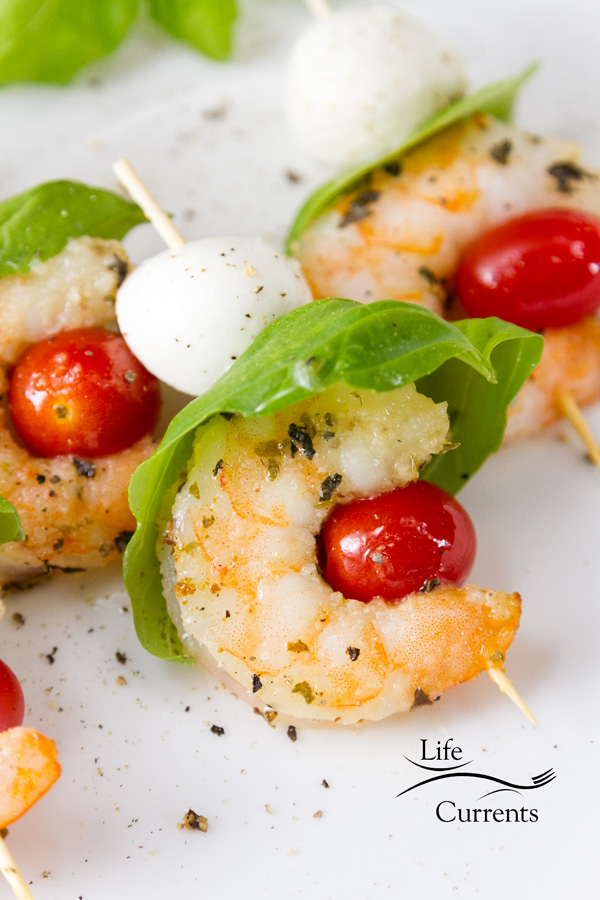 Shrimp Caprese Skewers - I also think these appetizers are fun in that you can serve them at almost any point in making them. 