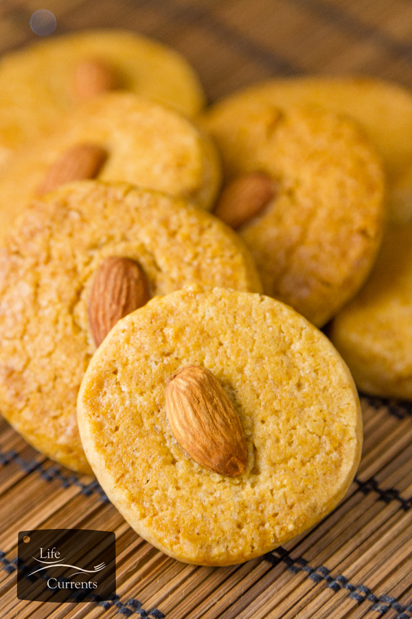 These cookies are also a great way to celebrate Chinese New Year. Almond cookies symbolize coins and will be sure to bring you good fortune. Gung Hay Fat Choy!