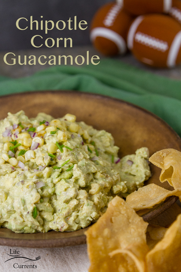 Chipotle Corn Guacamole This is a delicious twist on the classic guacamole recipe. With smoky chipotle, sweet toasted corn, and creamy avocados.