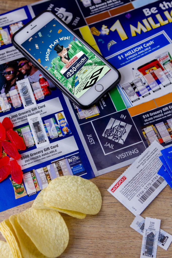 SHOP, PLAY, WIN!&reg; Collect & Win Game featuring MONOPOLY While you&rsquo;re there, make sure to pick up a free MONOPOLY Collect & Win game board. 