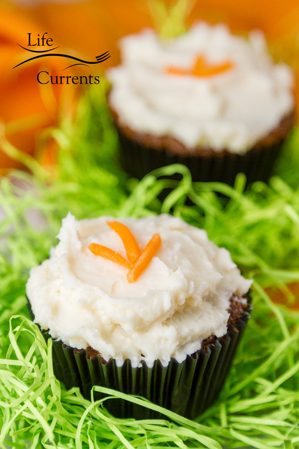 Carrot Cake Cupcakes with Cream Cheese Frosting - lighter in calories than most cakes, but not light on flavor