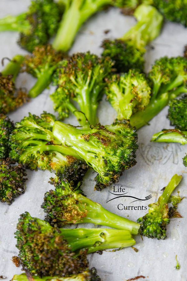 Honey Orange Roasted Broccoli - this is the plain roasted broccoli after coming out of the oven, no sauce