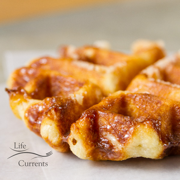 Belgian Li&egrave;ge Waffles - Inside these crispy bits of dough are these pockets of perfectly chewable pearl sugar candy pieces, some of which have caramelized into indulgent delicious dessert treats! 