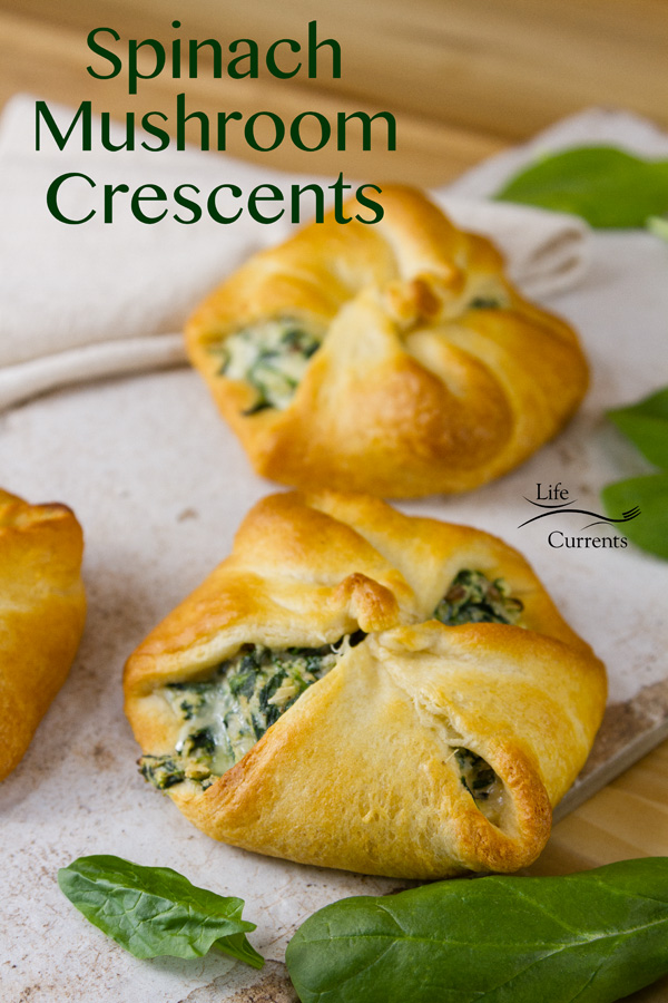 Spinach Mushroom Crescents - Easy to make, cheesy, crescents stuffed with iron-rich dark green spinach and mushrooms. 