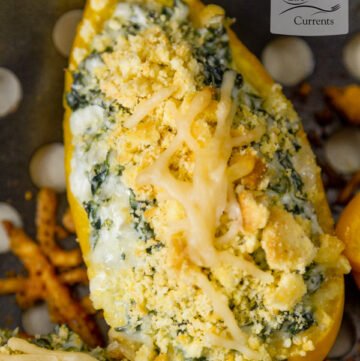 Grilled Cheesy Spinach Dip Stuffed Peppers Hot cheesy spinach dip inside sweet mini peppers with a crunchy cornbread topping. These party appetizers are easy to make, and your summer party guests will love them.