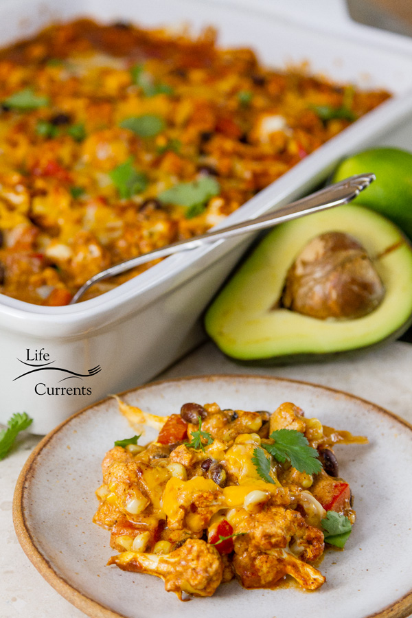 This quick and easy Mexican Veggie Casserole Bake can be served as a vegetarian main course, as a side dish, at a taco bar party, or as a nice casserole for company. Try it as a filling for tacos or burritos. Serve it over pasta or mashed potatoes for a fun twist. 