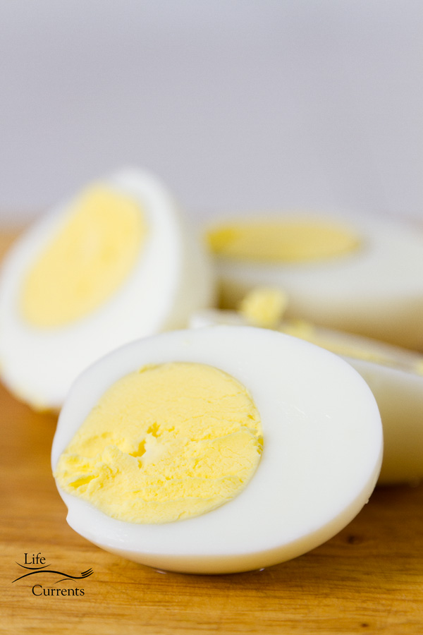 boiled eggs cut in half