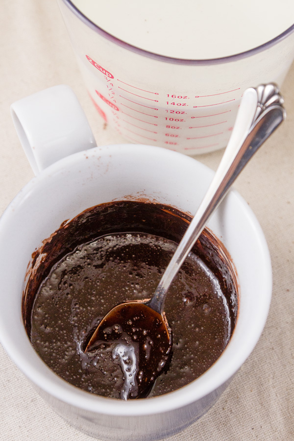 How to make Single Serving Hot Cocoa: Add a little bit of the milk and stir to make a paste. Be sure to get all the powder incorporated into the milk. 