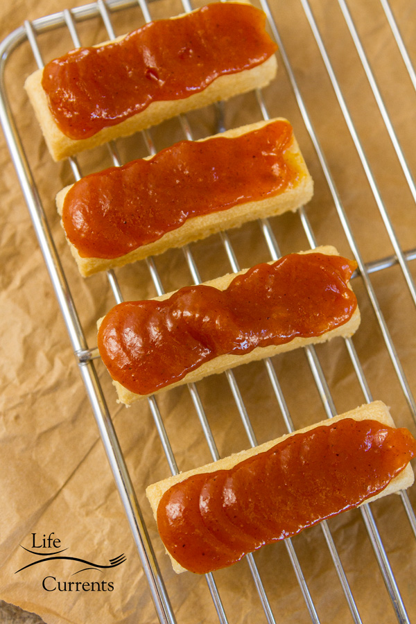 Top down image of pumpkin butter pie bites with no whipped cream on the cooling rack 