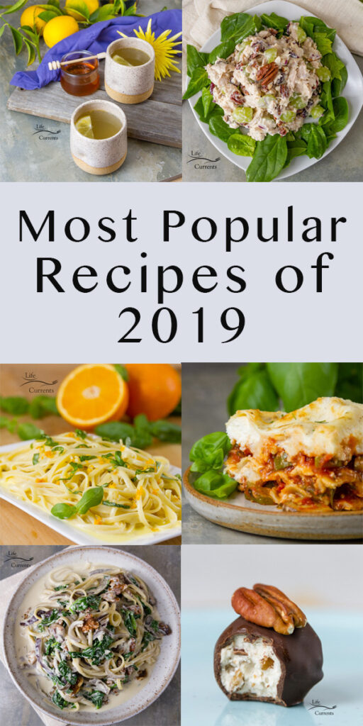 Long pin collage with title: Most Popular Recipes of 2019: the year in review.