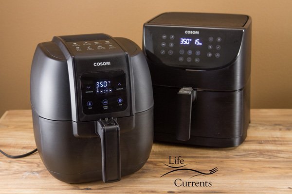 the COSORI 3.4 QT Air Fryer in the front left and the COSORI 5.8 QT Air Fryer in the back right