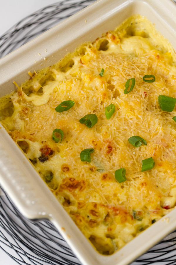 corn in a serving dish on a wire rack 