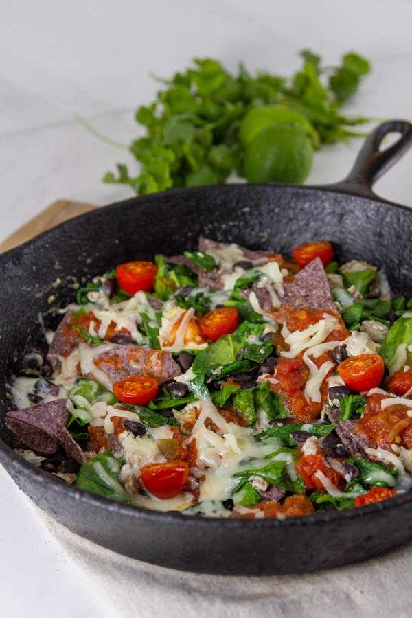 Oaxacan Brunch-Style Nachos Skillet from The Clean & Simple Diabetes Cookbook for the Buffalo Roasted Chickpeas post