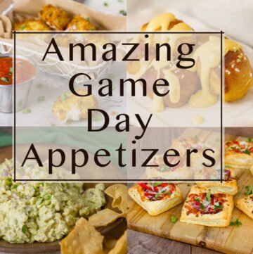 Amazing Game Day Appetizers collage square crop with 4 images and a title