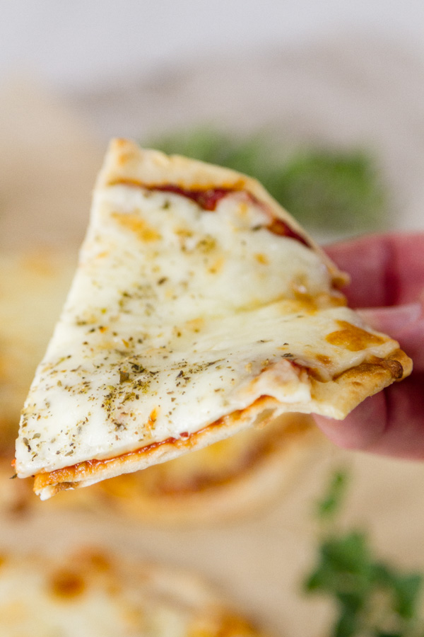 a slice of the No Yeast Flatbread turned into pizza