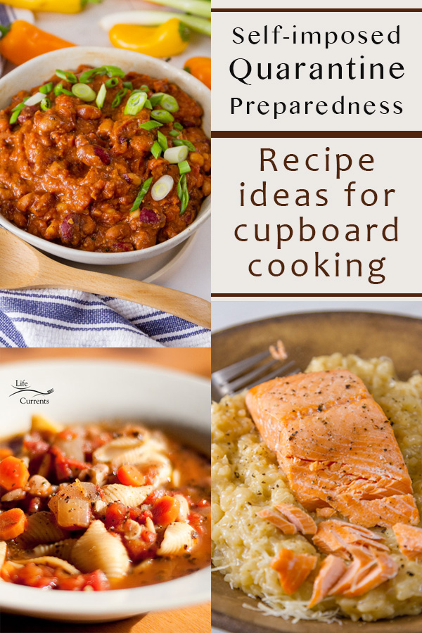 Self-imposed quarantine preparedness collage with three images and the title