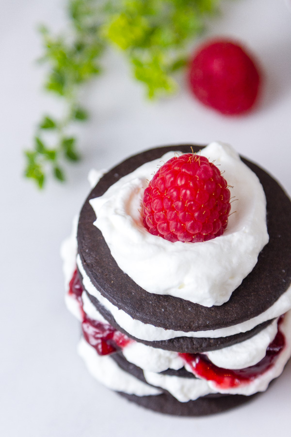 looking down on a Chocolate Raspberry Icebox Cake
