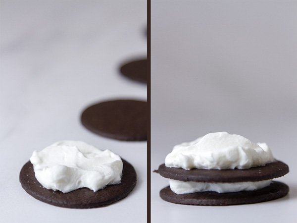 process shots for Chocolate Raspberry Icebox Cakes: starting the cakes