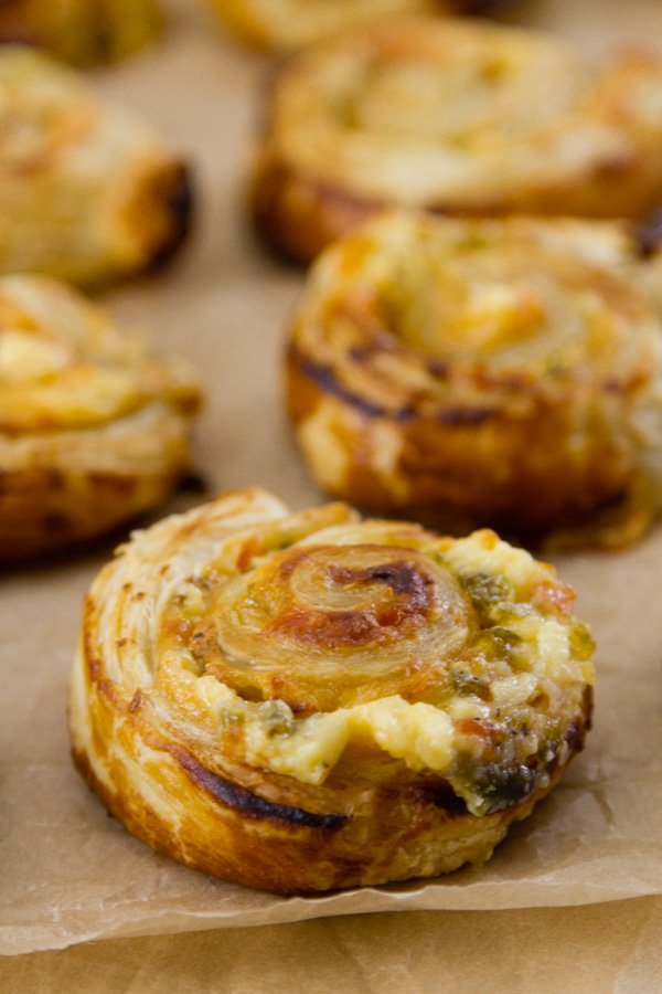 several puff pastry pinwheels cooling and reacdy to eat 