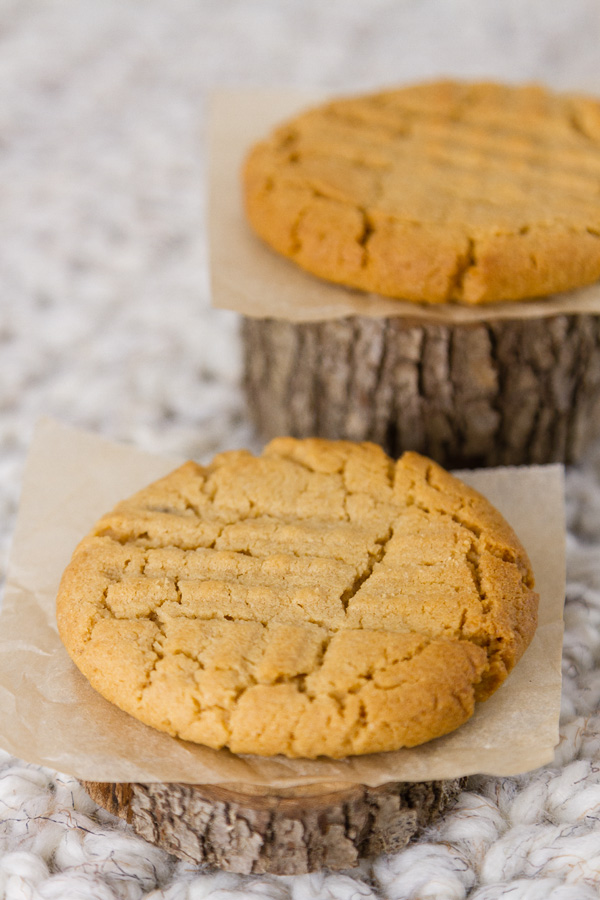 two cookies on wooden blocks